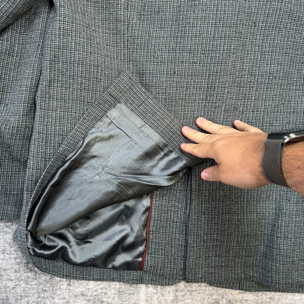 Territory Ahead‎ Blazer Jacket Mens 44R Silk Blue Gray Woven Coat Three Button